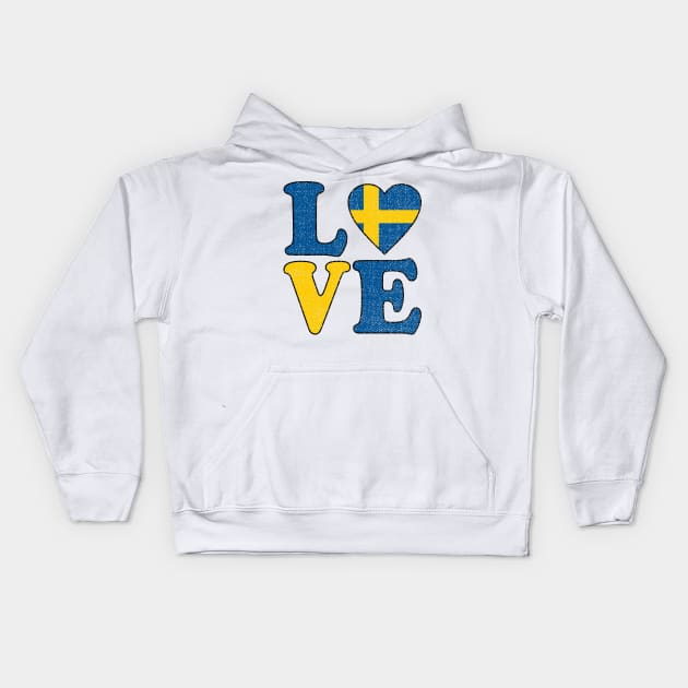 Love Swedish Pride Flag of Sweden Kids Hoodie by RW